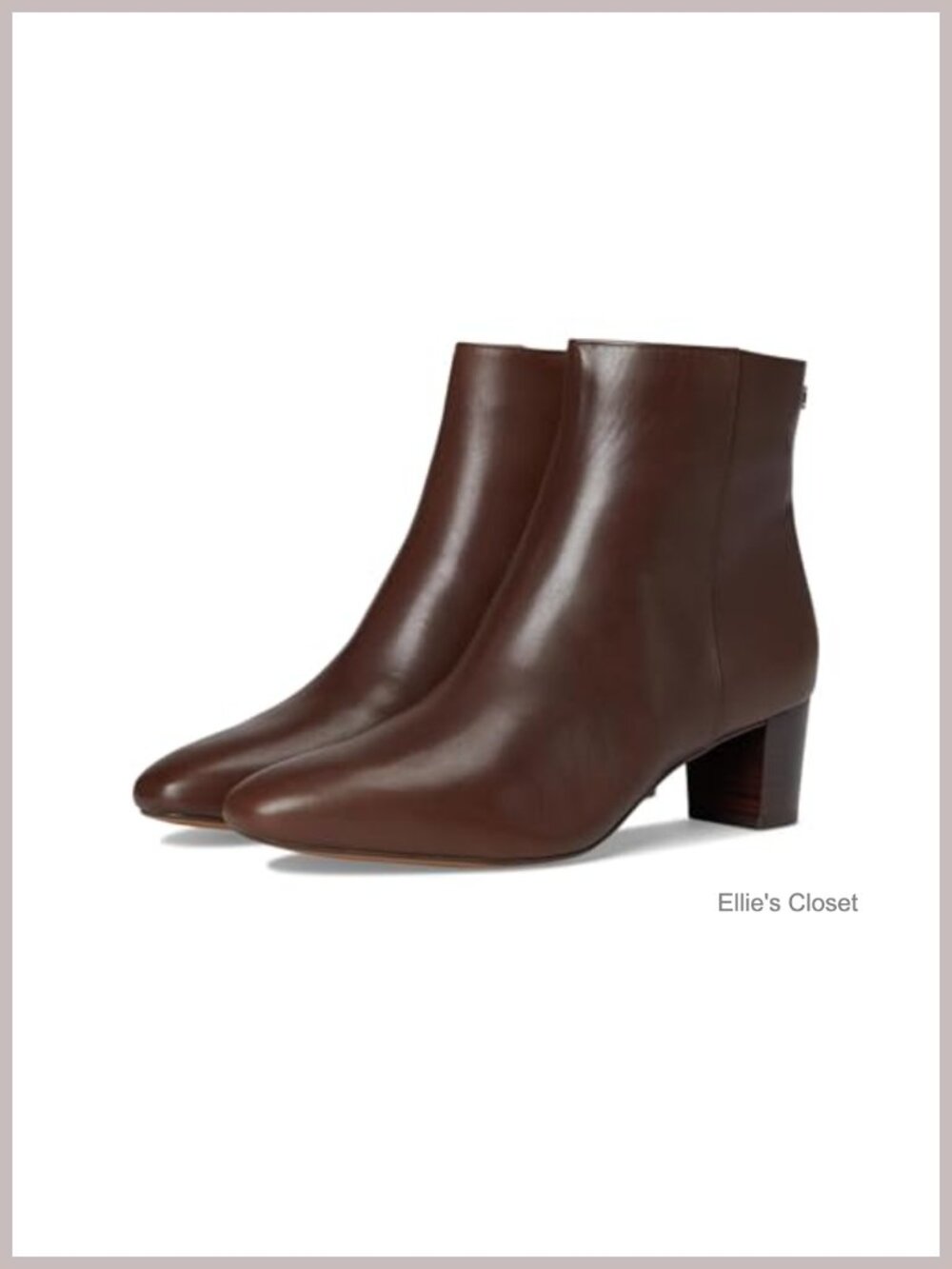 Calfskin Ankle Booties Block Heel Square Toe Leather